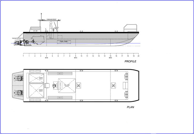 12m Diesel Jetty Construction Crew - Cargo Boat